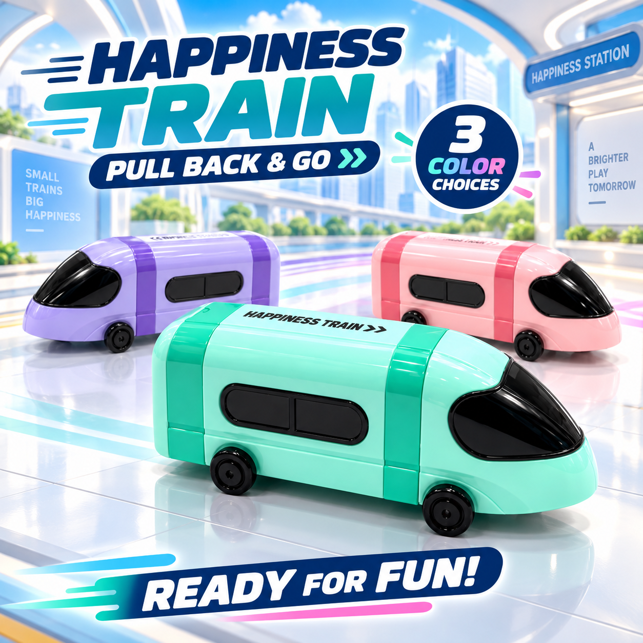 Pull-Back Train and Bus Toy Set