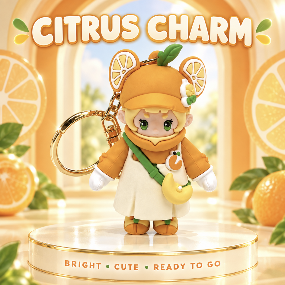Orange Citrus Figure Keychain