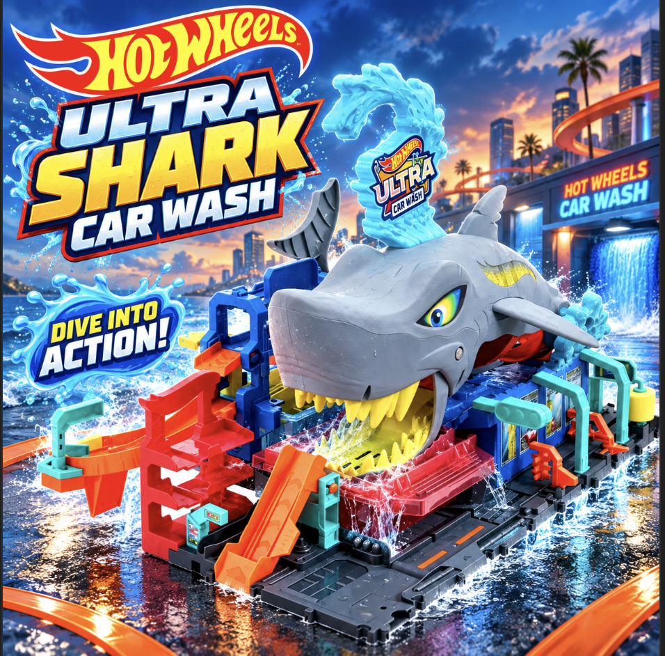 Hot Wheels City Ultra Shark Car Wash Playset