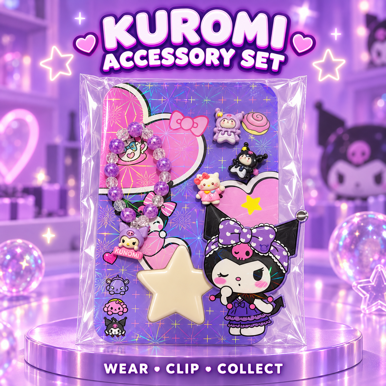 Kuromi-Themed Kids Jewellery Set