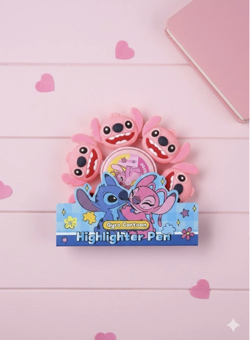 Cute Stitch-Themed 5-in-1 Rotating Highlighter Pen Set
