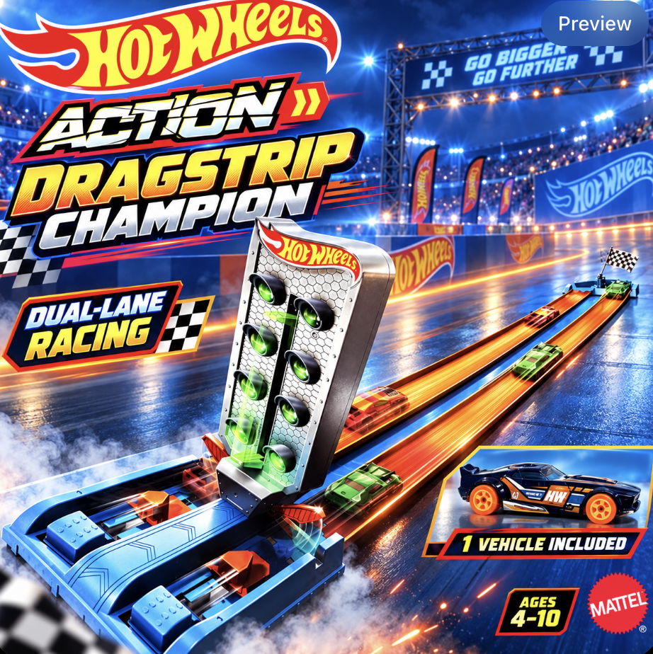 Hot Wheels Stunt Tracks Dragstrip Champion Playset