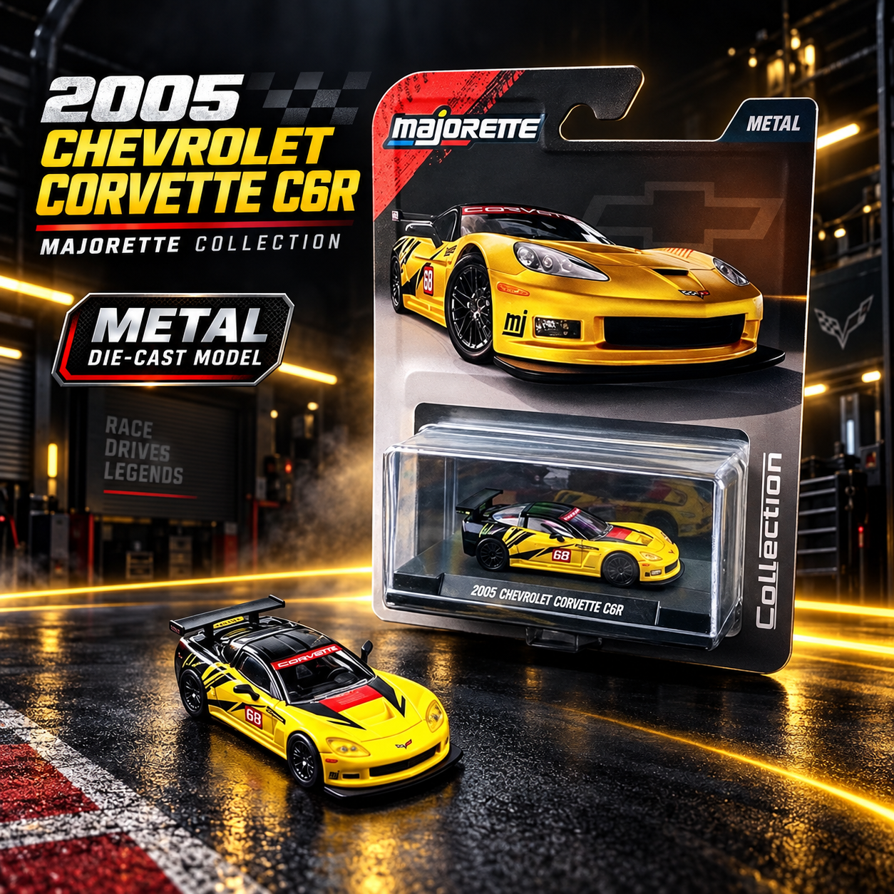 Majorette Collection 2005 Chevrolet Corvette C6R 1:64 Die-Cast